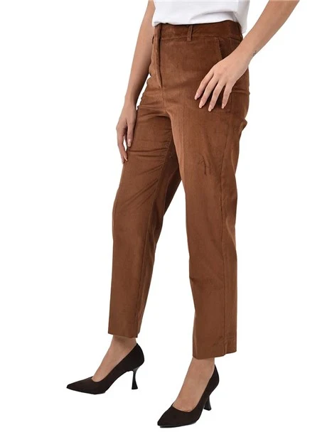 PANTALONE IN VELLUTO A COSTE COROZO DONNA  MARRONE