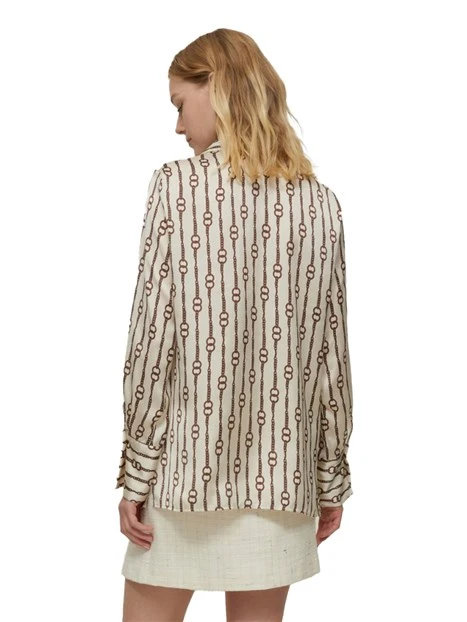 CAMICIA IN RASO FLUIDO CON MOTIVO A CATENA DONNA BIANCO