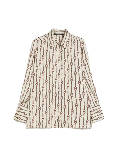 CAMICIA IN RASO FLUIDO CON MOTIVO A CATENA DONNA BIANCO