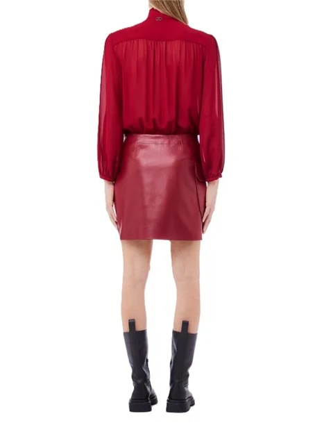 VESTITO CORTO CON  GONNA IN ECOPELLE DONNA ROSSO