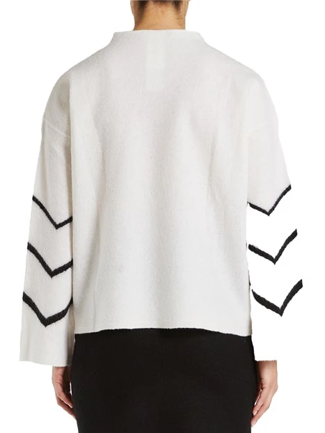 MAGLIA GIROCOLLO IN LANA CON INTARSIO GRAFICO DONNA BIANCO