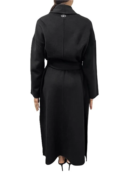CAPPOTTO CORTO CON CINTURA DONNA NERO