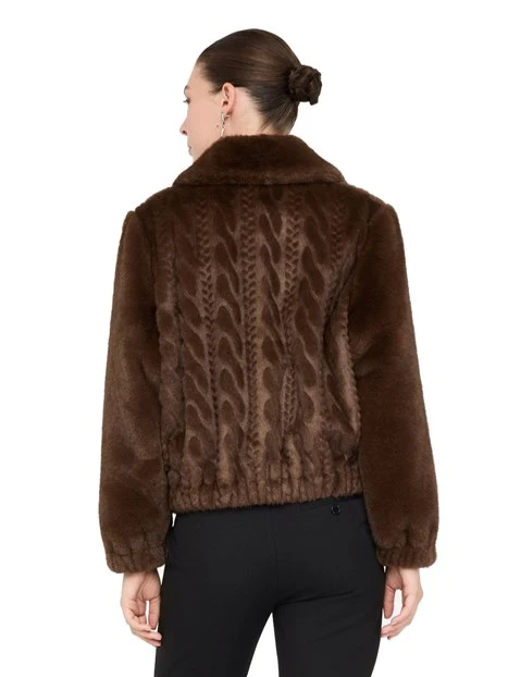 GIACCA CORTA IN TESSUTO TEDDY DONNA MARRONE