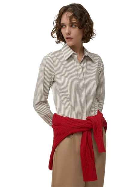CAMICIA IN COTONE A RIGHE DONNA BIANCO