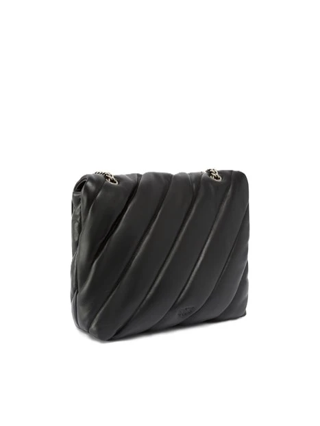 BORSA A SPALLA TRAPUNTATA CON CATENA DONNA NERO