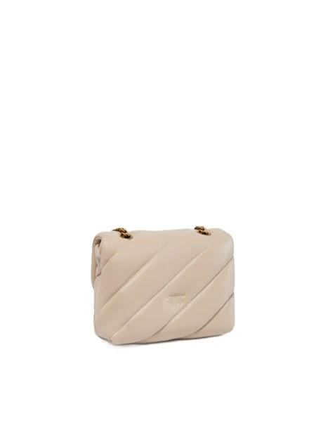 BORSA A SPALLA IN PELLE TRAPUNTATA CON CATENA DONNA BEIGE