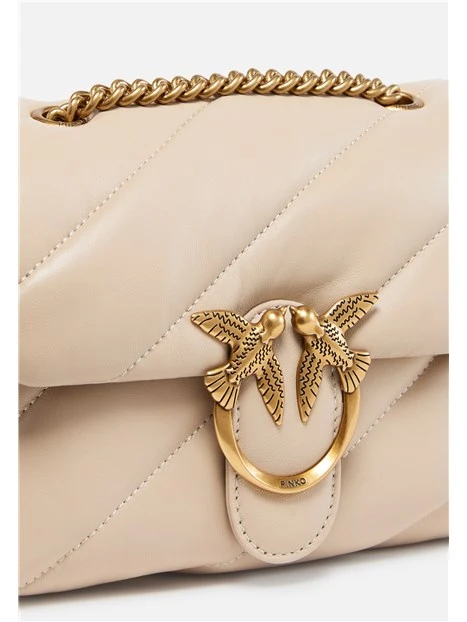 BORSA A SPALLA IN PELLE TRAPUNTATA CON CATENA DONNA BEIGE