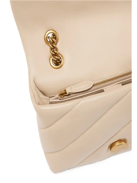 BORSA A SPALLA IN PELLE TRAPUNTATA CON CATENA DONNA BEIGE