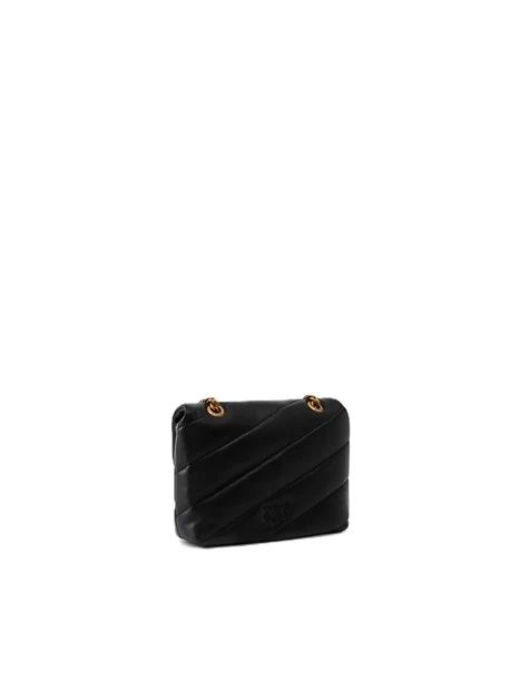 BORSA A SPALLA IN PELLE  CON TRAPUNTATURA OBLIQUA DONNA NERO