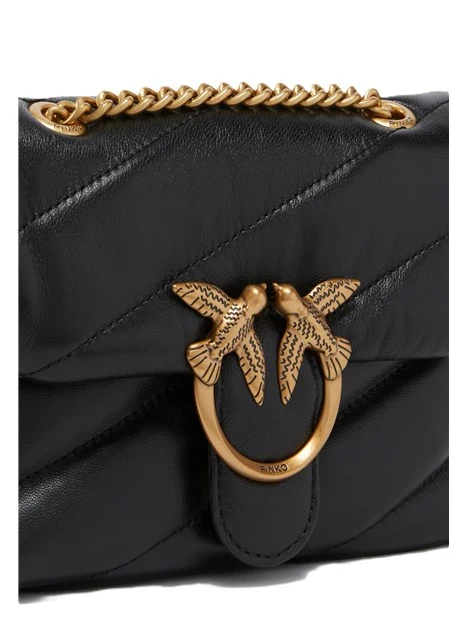 BORSA A SPALLA IN PELLE  CON TRAPUNTATURA OBLIQUA DONNA NERO
