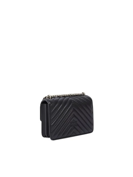 BORSA A TRACOLLA IN PELLE TRAPUNTATA CON MOTIVO CHEVRON DONNA NERO