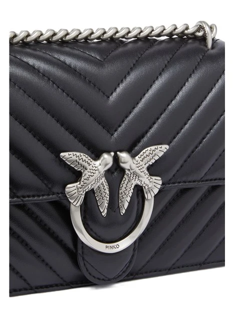 BORSA A TRACOLLA IN PELLE TRAPUNTATA CON MOTIVO CHEVRON DONNA NERO