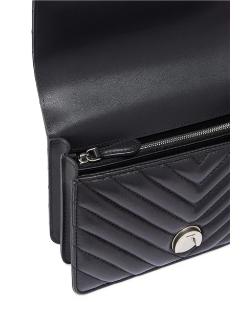 BORSA A TRACOLLA IN PELLE TRAPUNTATA CON MOTIVO CHEVRON DONNA NERO