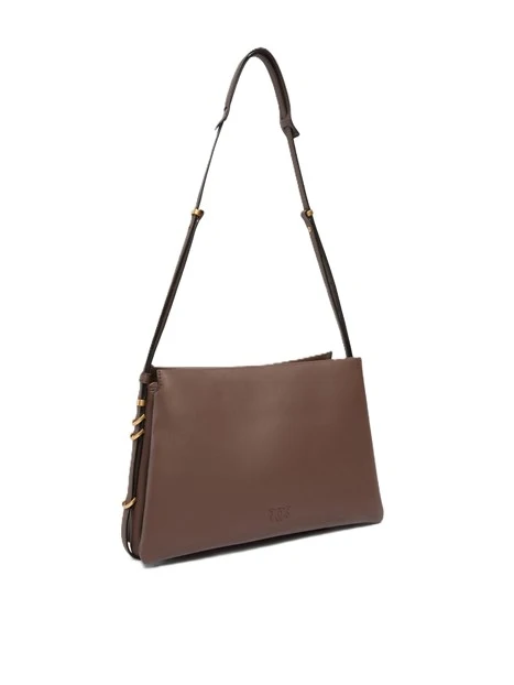 BORSA A SPALLA IN PELLE LISCIA DONNA MARRONE