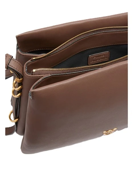 BORSA A SPALLA IN PELLE LISCIA DONNA MARRONE