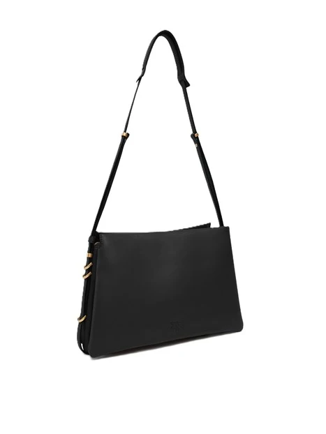 BORSA A SPALLA IN PELLE LISCIA DONNA NERO