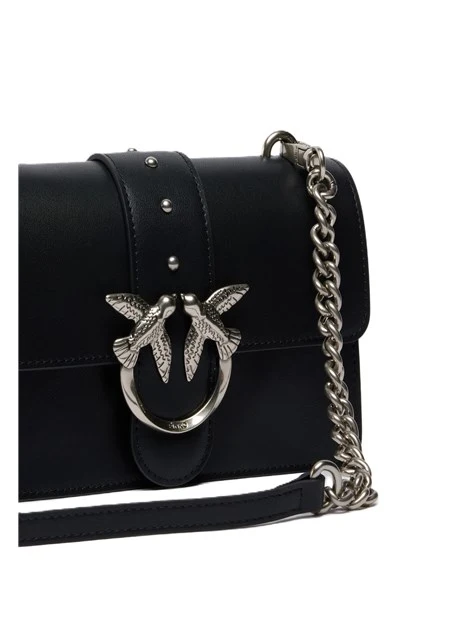 BORSA A TRACOLLA IN PELLE CON CATENA ORO DONNA NERO