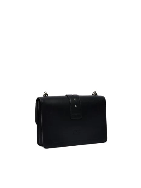 BORSA A TRACOLLA IN PELLE LISCIA CON DETTAGLI METALLO DONNA NERO