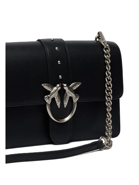 BORSA A TRACOLLA IN PELLE LISCIA CON DETTAGLI METALLO DONNA NERO