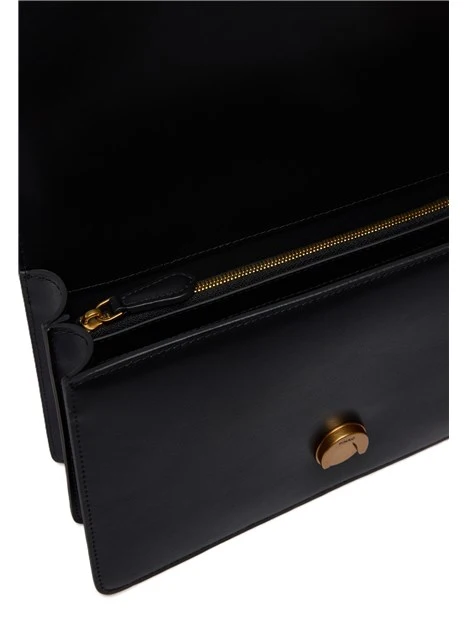 BORSA A TRACOLLA IN PELLE LISCIA DONNA NERO