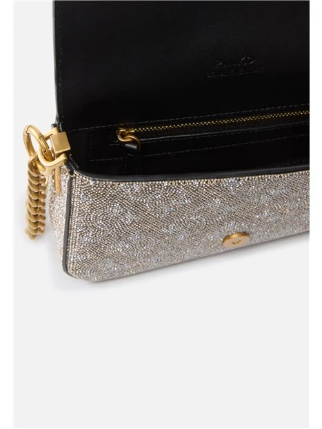 BORSA A TRACOLLA CON STRASS DONNA ORO