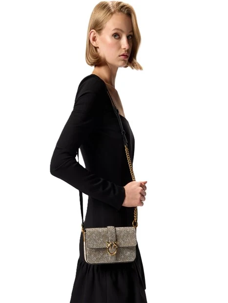BORSA A TRACOLLA CON STRASS DONNA ORO