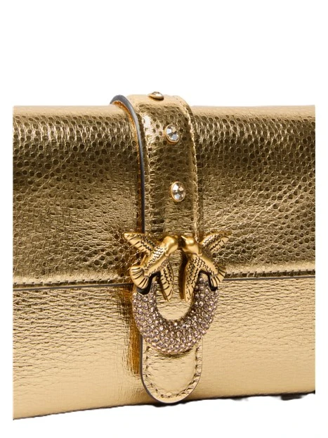 BORSA A TRACOLLA IN PELLE LAMINATA DONNA ORO