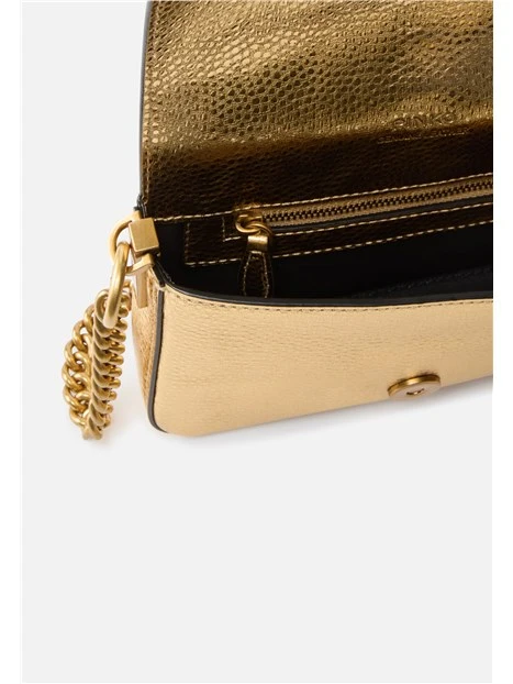 BORSA A TRACOLLA IN PELLE LAMINATA DONNA ORO