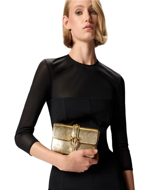 BORSA A TRACOLLA IN PELLE LAMINATA DONNA ORO