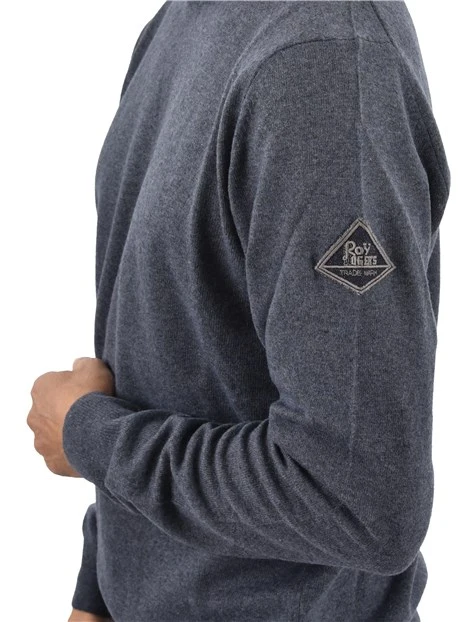 MAGLIA GIROCOLLO IN MISTO LANA CON LOGO APPLICATO UOMO GRIGIO