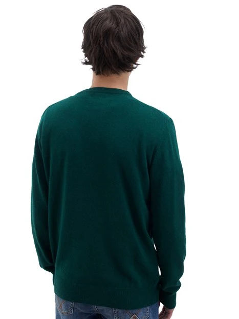 MAGLIA GIROCOLLO IN MISTO LANA CON LOGO APPLICATO UOMO VERDE