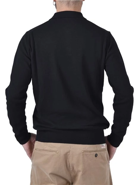 POLO A MANICA LUNGA IN MISTO LANA E CASHMERE UOMO NERO
