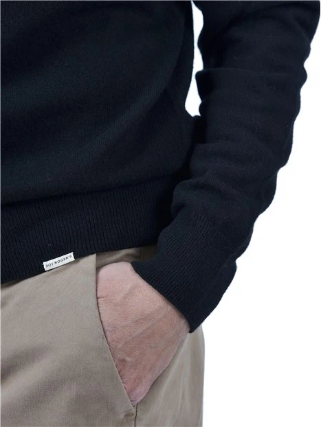 POLO A MANICA LUNGA IN MISTO LANA E CASHMERE UOMO NERO