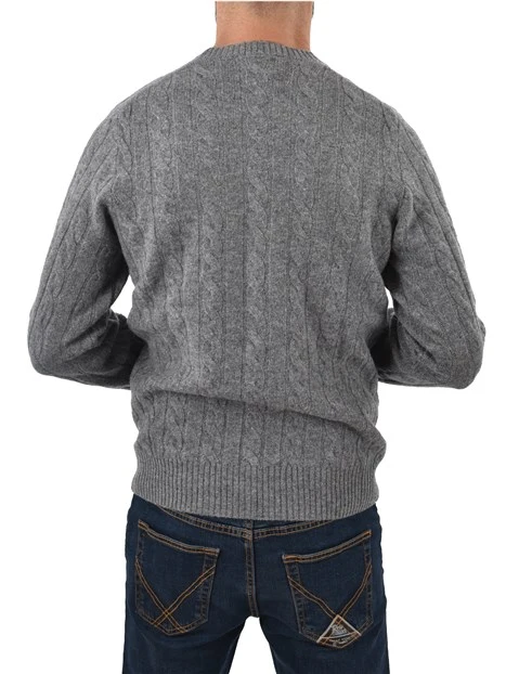 MAGLIA GIROCOLLO IN LANA E CASHMERE CON LOGO UOMO GRIGIO