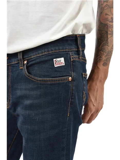 JEANS REGULAR CON LOGO SUL TASCHINO UOMO BLU