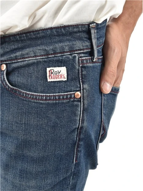 JEANS SLIM FIT CON LOGO SU TASCA POSTERIORE  UOMO BLU