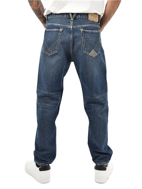 JEANS REGULAR CON BOTTONI FRONTALI UOMO BLU