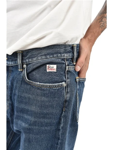 JEANS REGULAR CON BOTTONI FRONTALI UOMO BLU