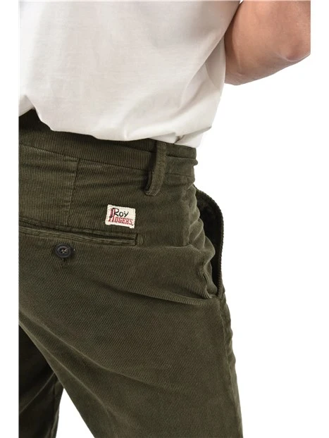 PANTALONI CHINO CON BOTTONE E ZIP COPERTA UOMO VERDE