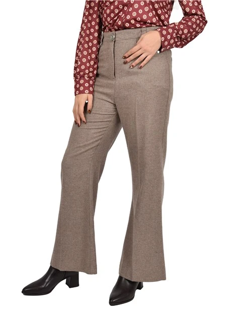 PANTALONI A ZAMPA IN LANA DONNA BEIGE