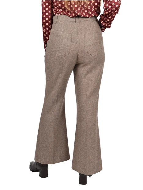 PANTALONI A ZAMPA IN LANA DONNA BEIGE