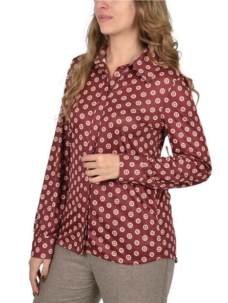 CAMICIA CON MICRO STAMPA IN JERSEY PESANTE DONNA  BORDEAUX