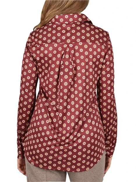 CAMICIA CON MICRO STAMPA IN JERSEY PESANTE DONNA  BORDEAUX