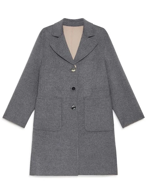 CAPPOTTO IN MISTO LANA REVERSIBILE DONNA BEIGE