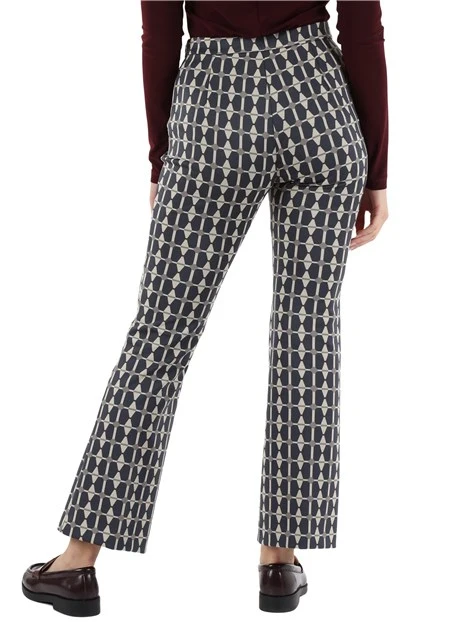 PANTALONI PALAZZO CON STAMPA GEOMETRICA DONNA GRIGIO