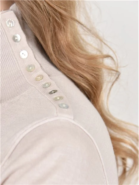 MAGLIA DOLCEVITA IN MISTO LANA CON BOTTONCINI DONNA BEIGE