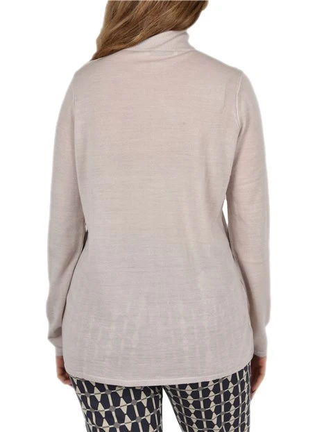 MAGLIA DOLCEVITA IN MISTO LANA CON BOTTONCINI DONNA BEIGE