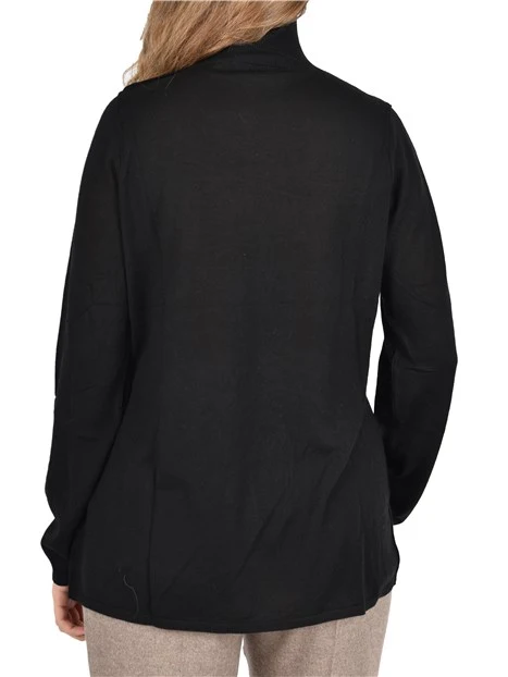 MAGLIA DOLCEVITA IN MISTO LANA CON BOTTONCINI DONNA NERO