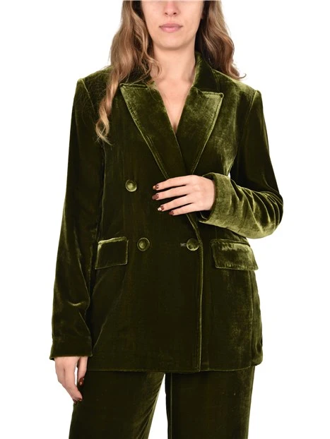 GIACCA DOPPIOPETTO IN VELLUTO MISTO SETA DONNA VERDE