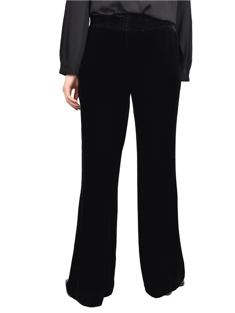 PANTALONI PALAZZO ELASTICIZZATI IN VITA DONNA NERO